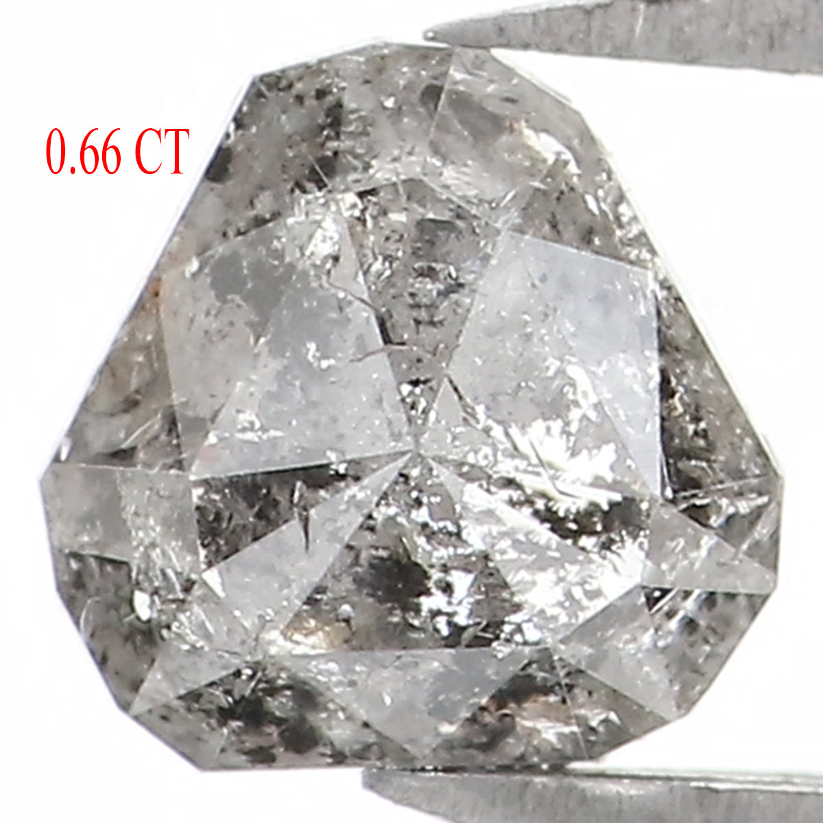 Natural Loose Triangle Salt And Pepper Diamond Black Grey Color 0.66 CT 5.25 MM Triangle Shape Rose Cut Diamond L1334