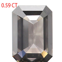0.59 Ct Natural Loose Diamond, Emerald Cut Diamonds, Grey Black Diamond, Rose Cut Diamond, Rustic Diamond, Polished Diamond KDL9757