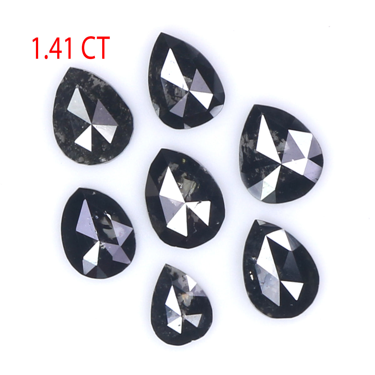 1.41 CT Natural Loose Pear Shape Diamond Black Color Pear Cut Diamond 4.00 MM Natural Black Color Diamond Pear Rose Cut Diamond LQB1619