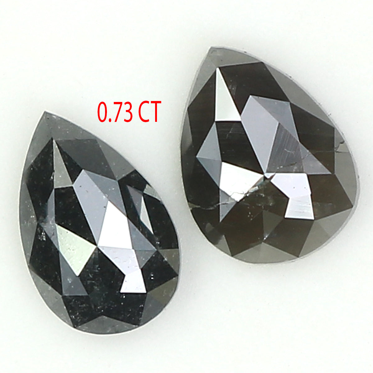 0.73 CT Natural Loose Pear Cut Pair Diamond Salt And Pepper Pear Shape Diamond 5.65 MM Natural Black Grey Color Pear Rose Cut Diamond KQ2386