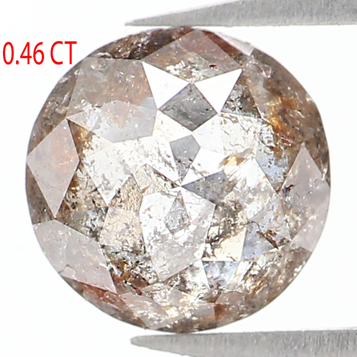 0.46 Ct Natural Loose Round Rose Cut Diamond Salt and Pepper Round Shape Diamond 4.75 MM Natural Black Gray Color Rose Cut Diamond LQ1029