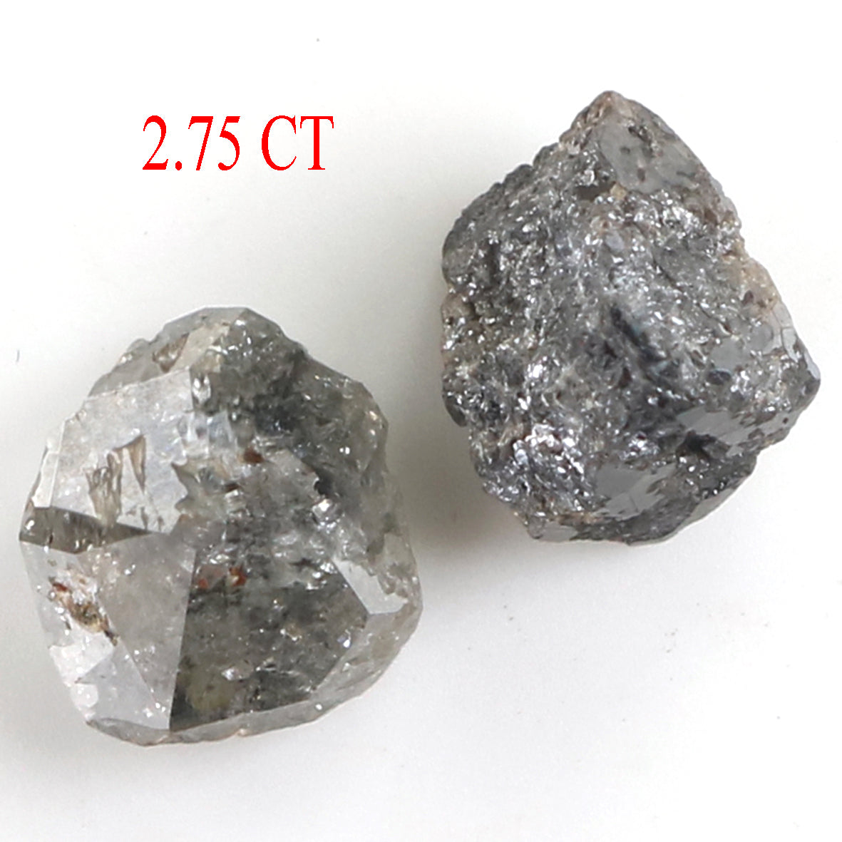 Natural Loose Rough Salt And Pepper Diamond Black Grey Color 2.75 CT 6.23 MM Rough Facet Shape Diamond KR2467