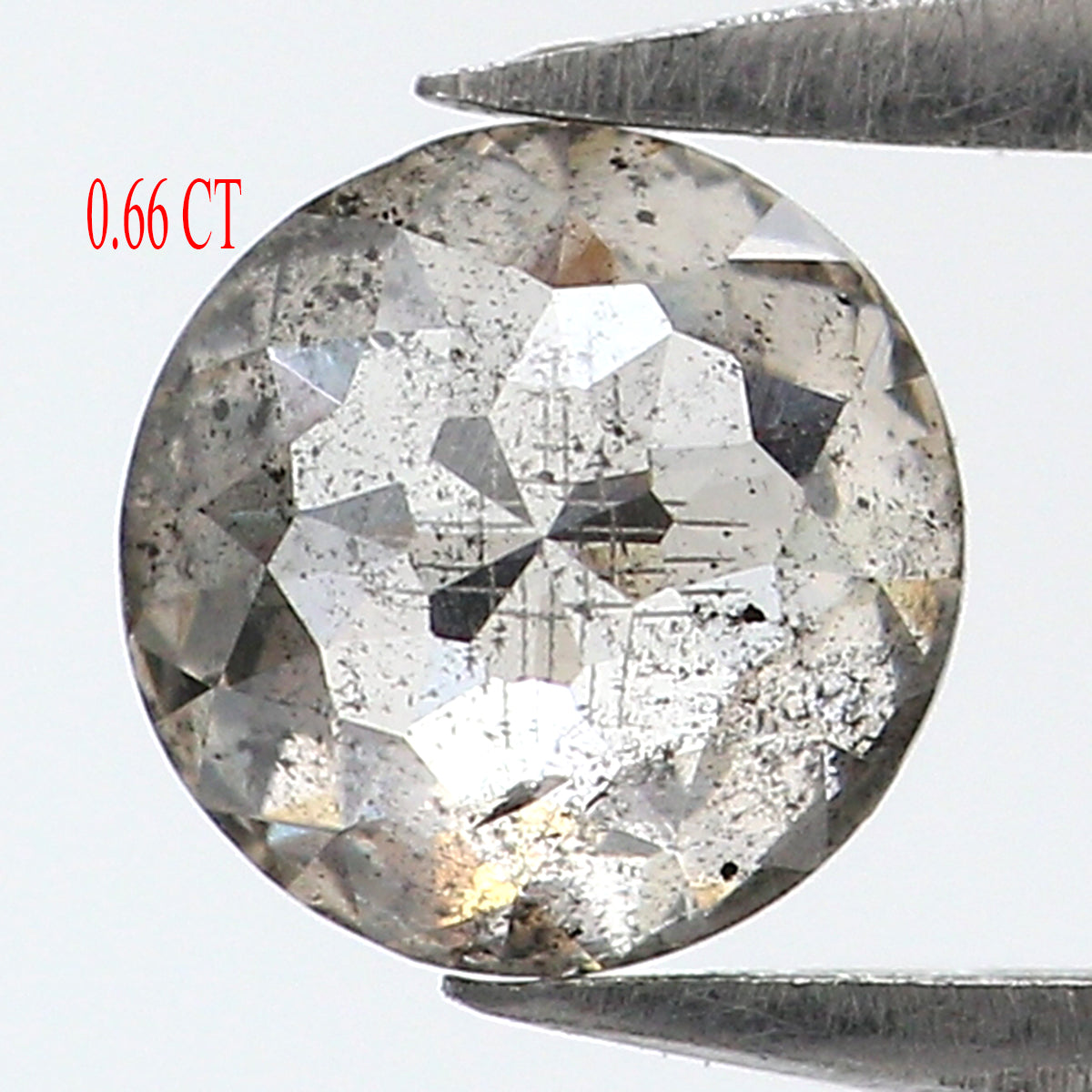 0.66 Ct Natural Loose Round Rose Cut Diamond Salt And Pepper Round Shape Diamond 5.20 MM Natural Black Grey Round Rose Cut Diamond LQ9291