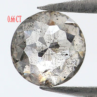 Natural Loose Rose Cut Salt And Pepper Diamond Black Grey Color 0.66 CT 5.22 MM Round Rose Cut Shape Diamond L9291