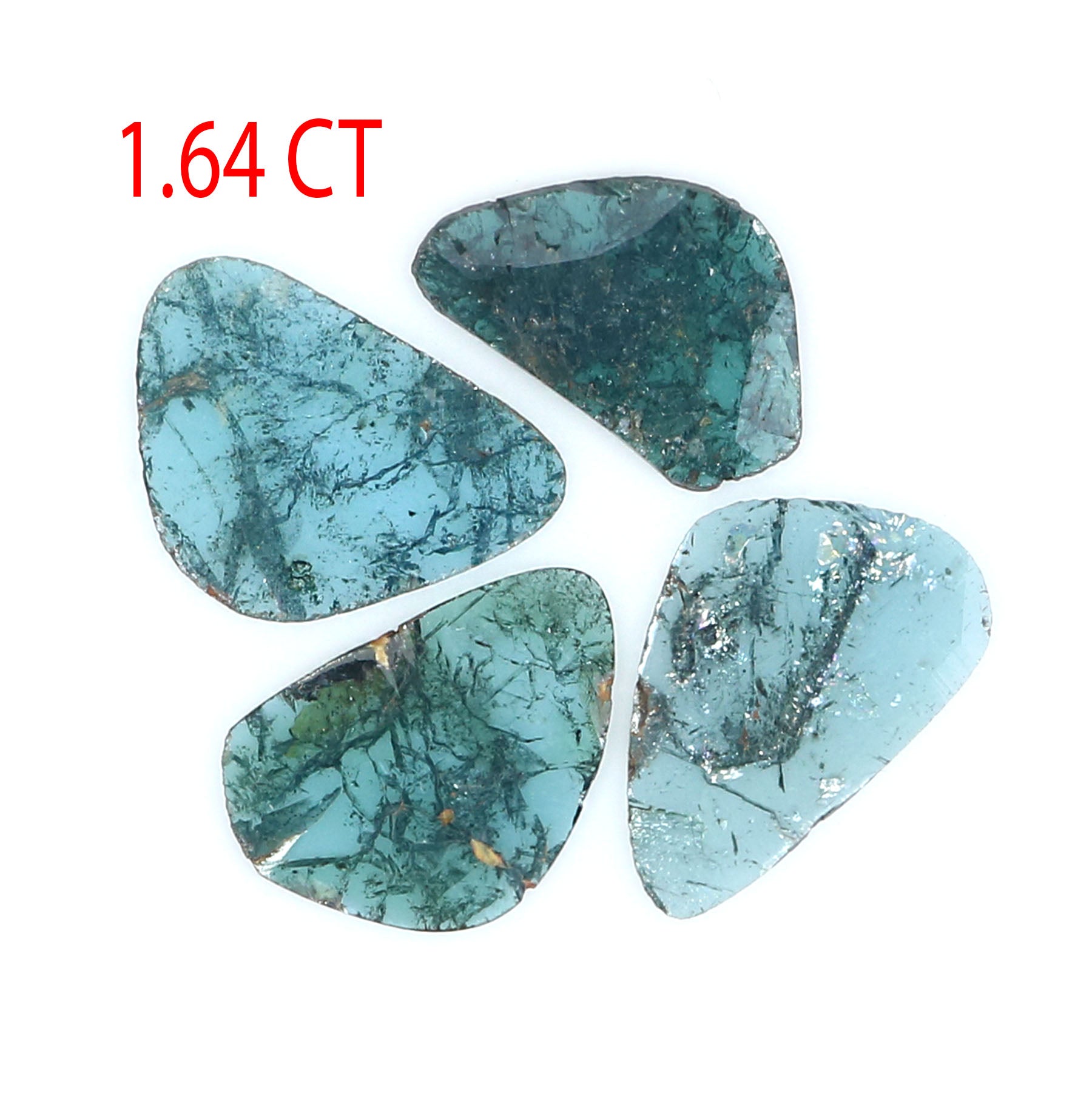 Natural Loose Slice Blue Color Diamond 1.64 CT 10.00 MM Slice Shape Rose Cut Diamond KR2346