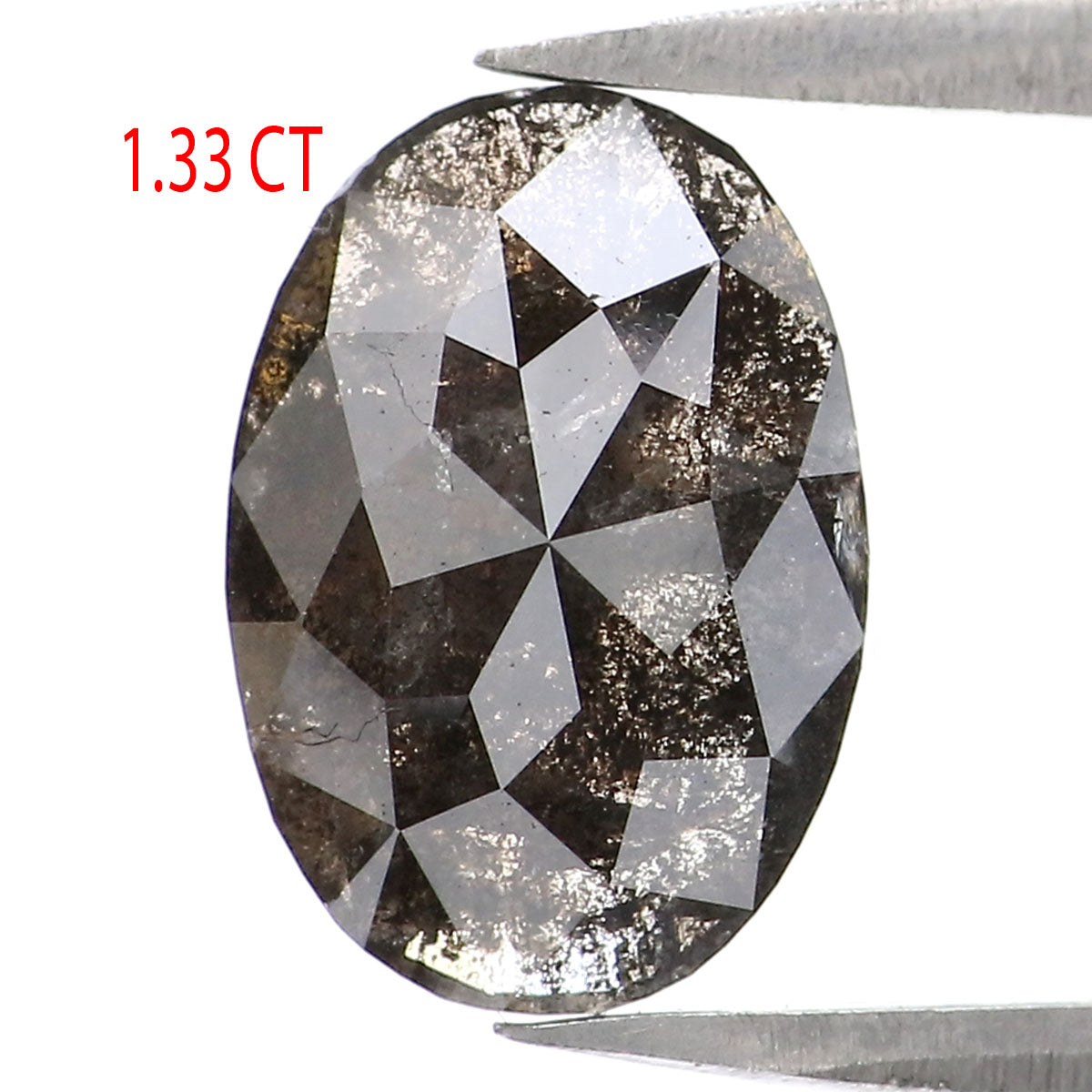 1.33 CT Natural Loose Oval Shape Diamond Salt And Pepper Oval Rose Cut Diamond 9.30 MM Black Grey Color Oval Shape Rose Cut Diamond LQ2290