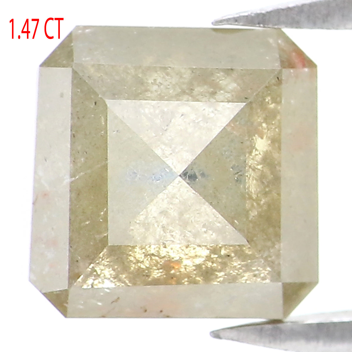 Natural Loose Radiant Yellow Grey Color Diamond 1.47 CT 6.40 MM Radiant Shape Rose Cut Diamond L9427