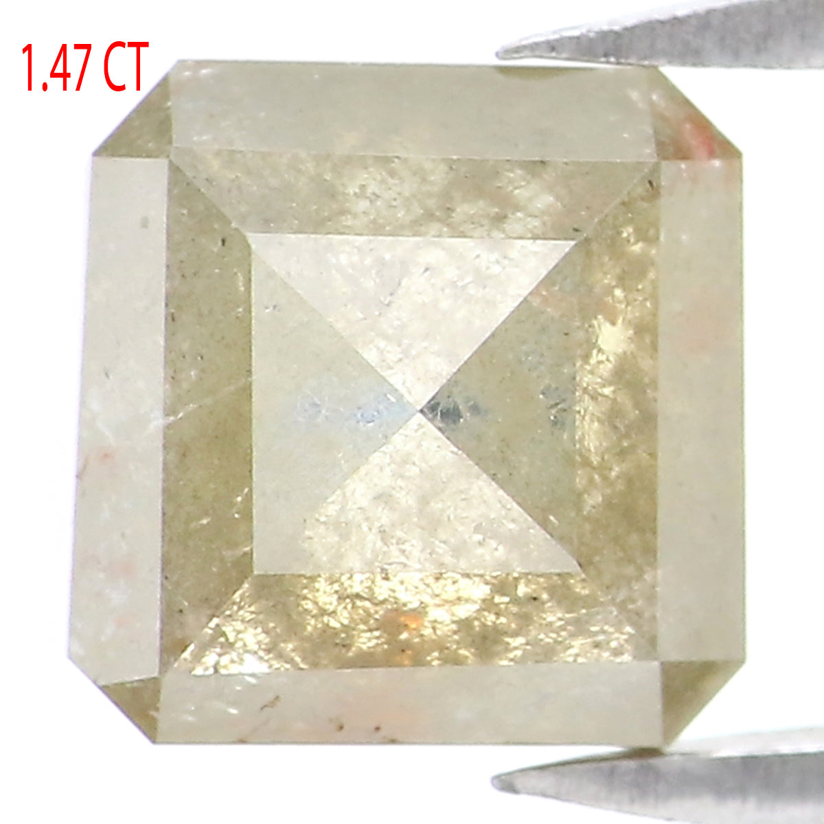 1.47 CT Natural Loose Radiant Shape Diamond Yellow Color Radiant Cut Diamond 6.40 MM Natural Grey Color Radiant Rose Cut Diamond LQ9427