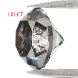 Natural Loose Round Salt And Pepper Diamond Black Grey Color 1.04 CT 5.91 MM Round Brilliant Cut Diamond L2705