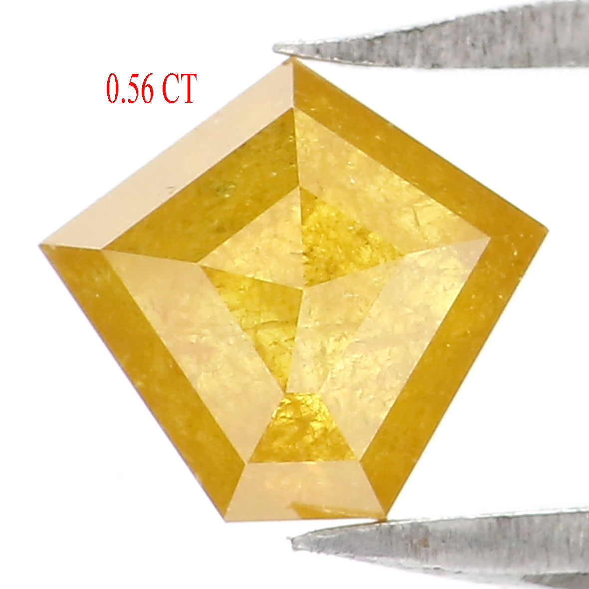 0.56 Ct Natural Loose Pentagon Shape Diamond Yellow Color Pentagon Cut Diamond 5.40 MM Natural Yellow Color Pentagon Rose Cut Diamond KQ2468