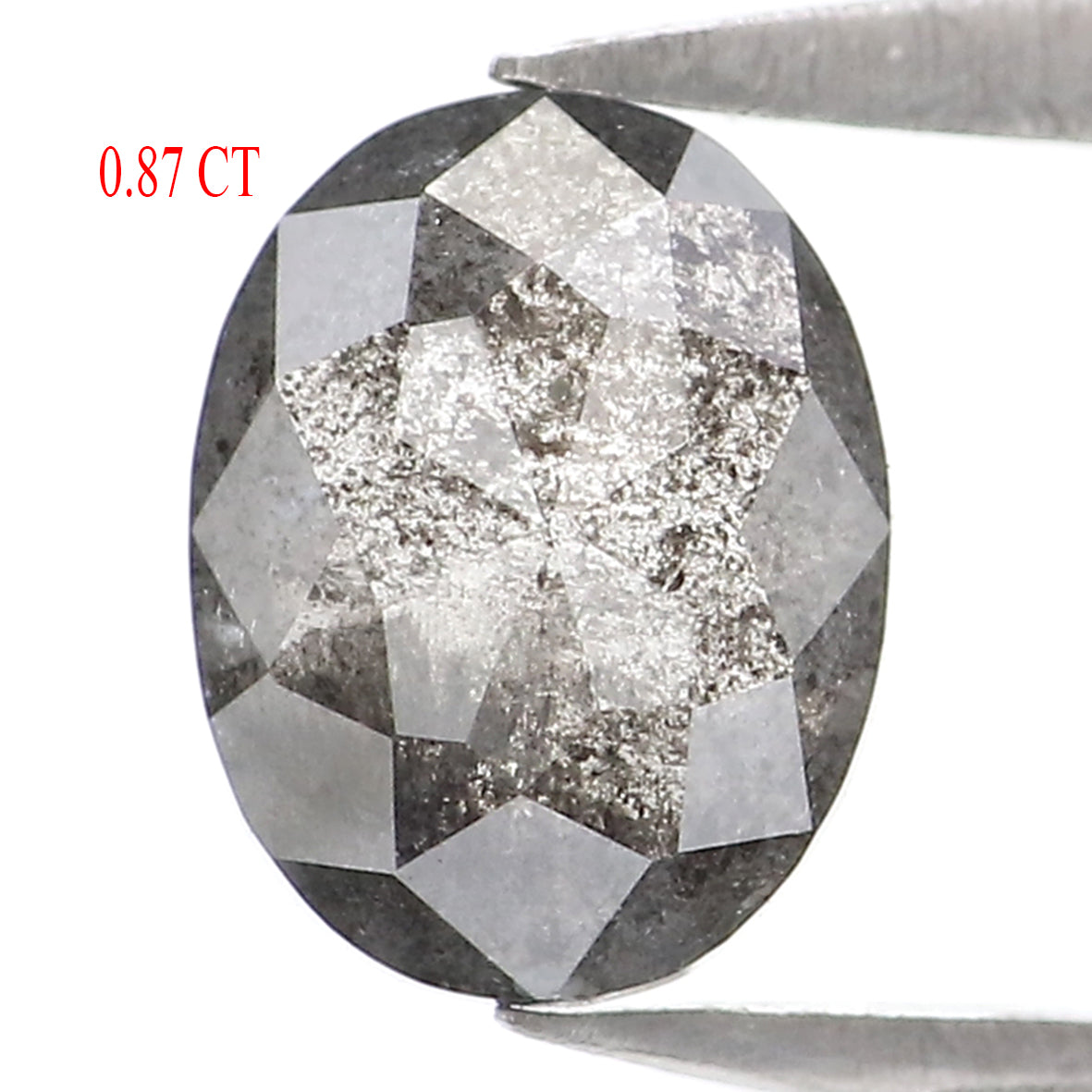 Natural Loose Oval Salt And Pepper Diamond Black Grey Color 0.87 CT 6.69 MM Oval Shape Rose Cut Diamond L2059