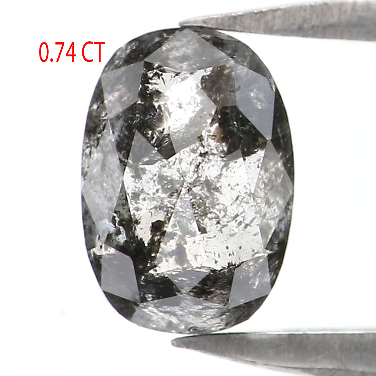 Natural Loose Oval Salt And Pepper Diamond Black Grey Color 0.74 CT 6.24 MM Oval Shape Rose Cut Diamond L2314