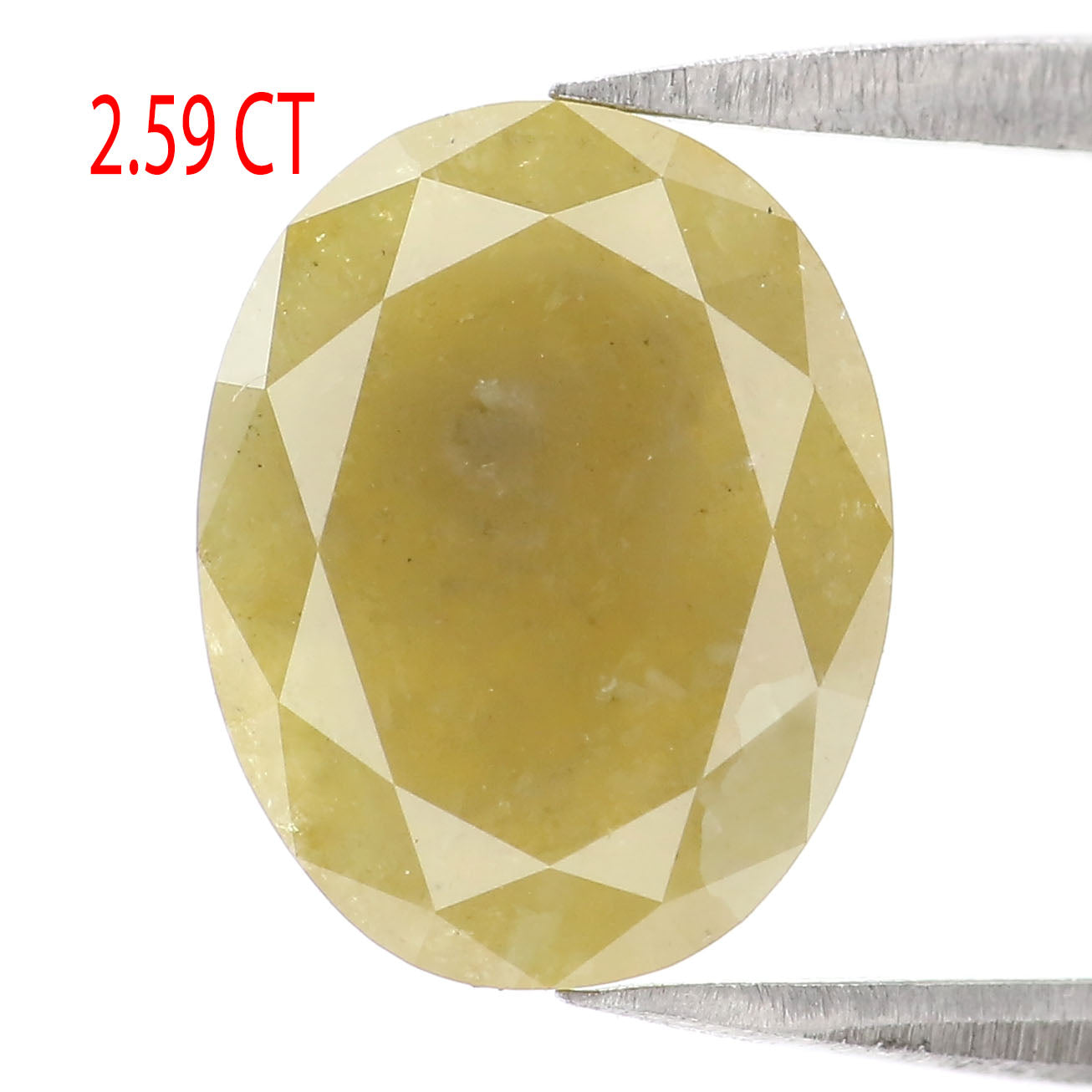 Natural Loose Oval Yellow Color Diamond 2.59 CT 10.55 MM Oval Shape Rose Cut Diamond L2430