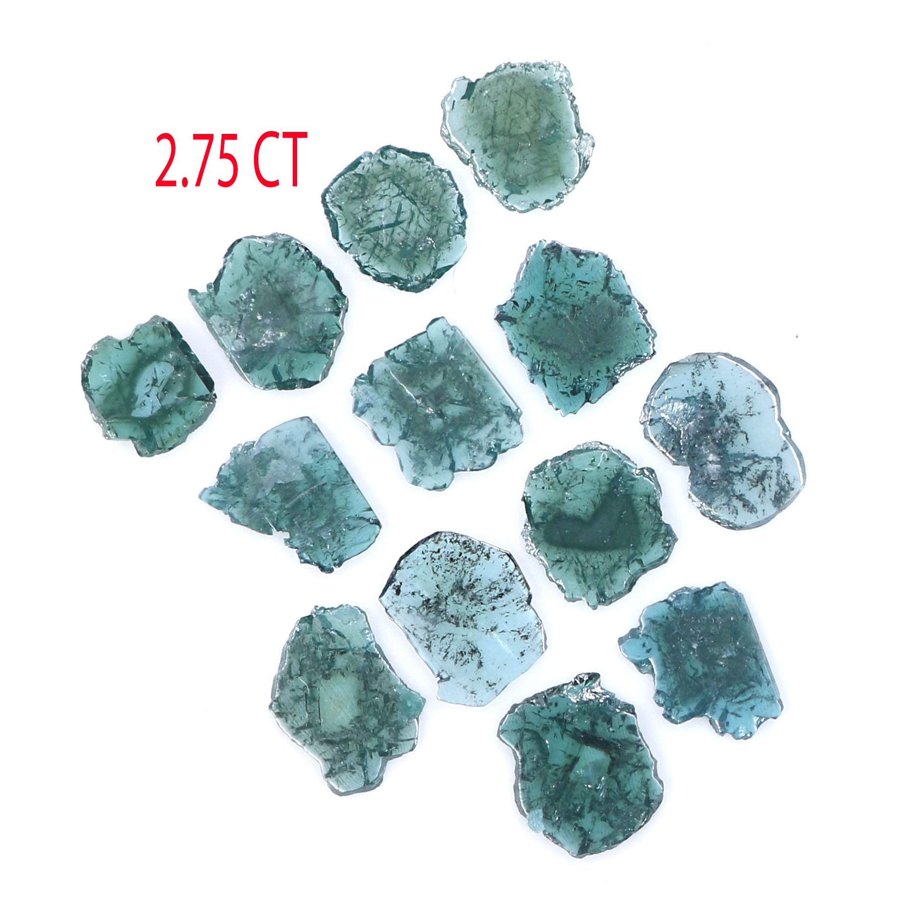 2.75 CT Natural Loose Slice Shape Diamond Blue Color Slice Cut Diamond 5.00 MM Natural Loose Blue Diamond Slice Irregular Cut Diamond LQ9178