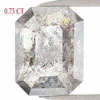 Natural Loose Emerald Salt And Pepper Diamond Black Grey Color 0.73 CT 5.70 MM Emerald Shape Rose Cut Diamond L1187