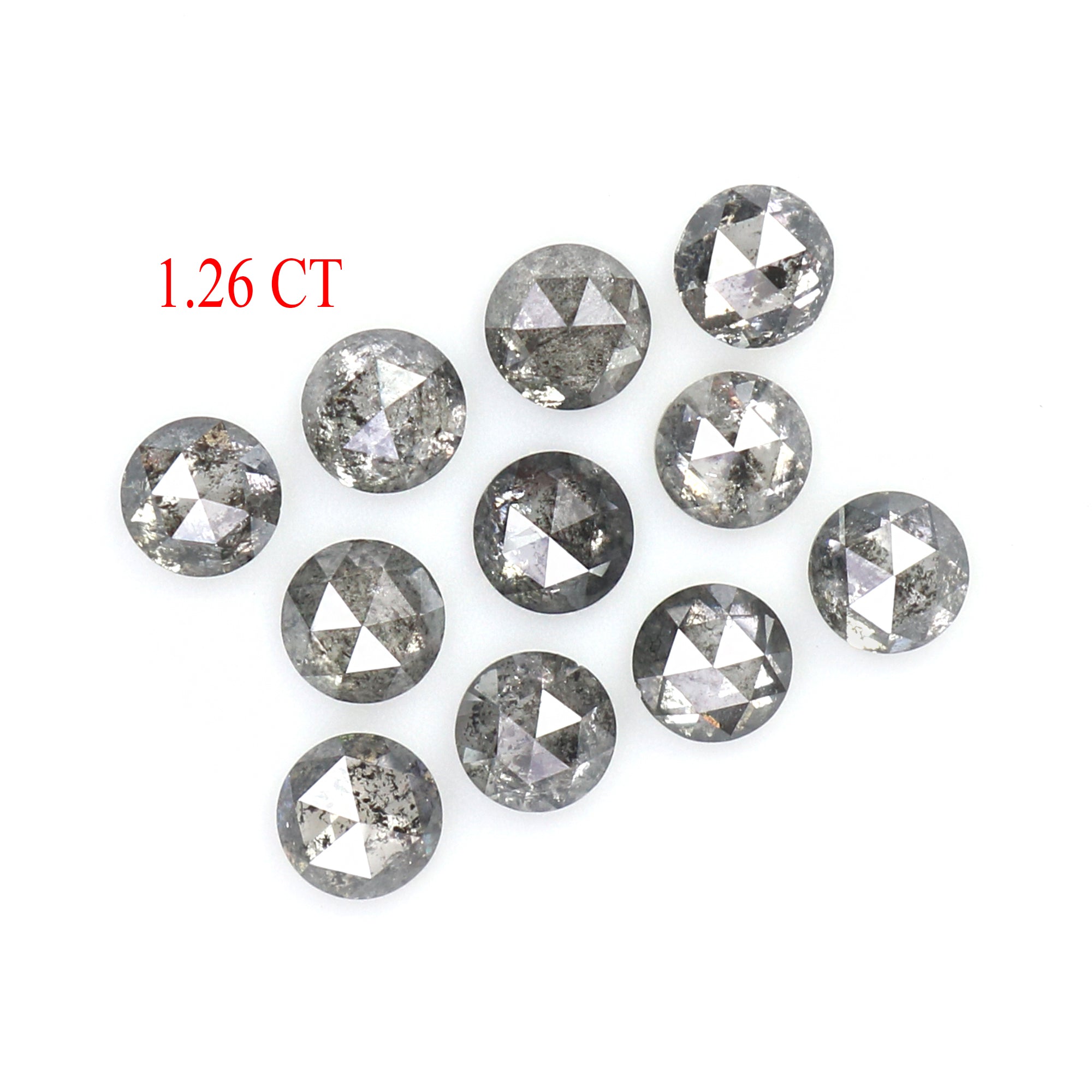 Natural Loose Round Rose Cut Diamond, Salt And Pepper Round Diamond, Natural Loose Diamond, Rose Cut Diamond, 1.26 CT Round Shape L2775