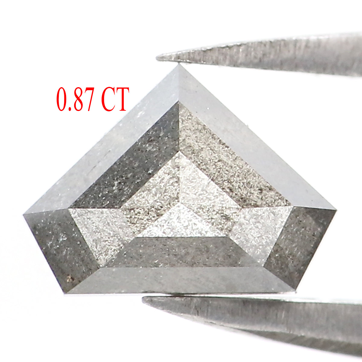 0.87 CT Natural Loose Shield Diamond Black Grey Color Diamond 5.40 MM Natural Loose Diamond Salt And Pepper Shield Rose Cut Diamond QL1942