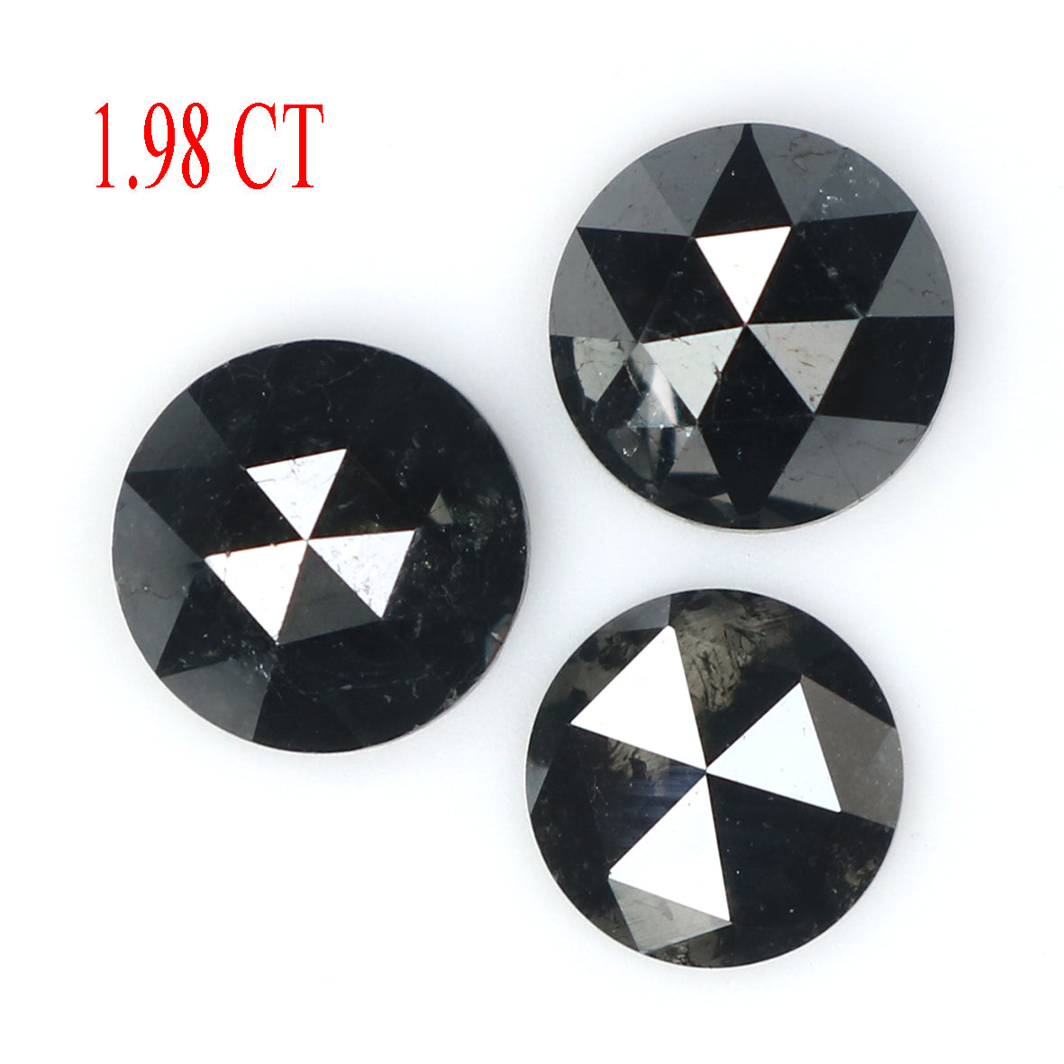 Natural Loose Round Rose Cut Diamond Black Color 1.98 CT 5.40 MM Rose Cut Shape Diamond L1748