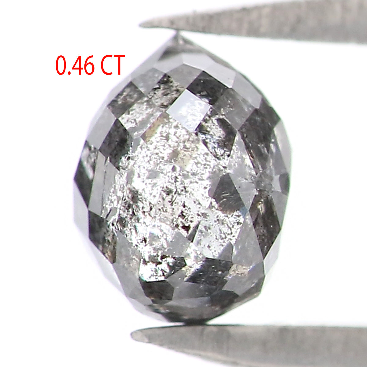 0.46 CT Natural Loose Briolette Cut Diamond Salt And Pepper Drop Diamond 4.60 MM Natural Loose Black Grey Color Drop Rose Cut Diamond LQ5636