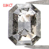 Natural Loose Emerald Salt And Pepper Diamond Black Grey Color 0.84 CT 6.04 MM Emerald Shape Rose Cut Diamond L2165