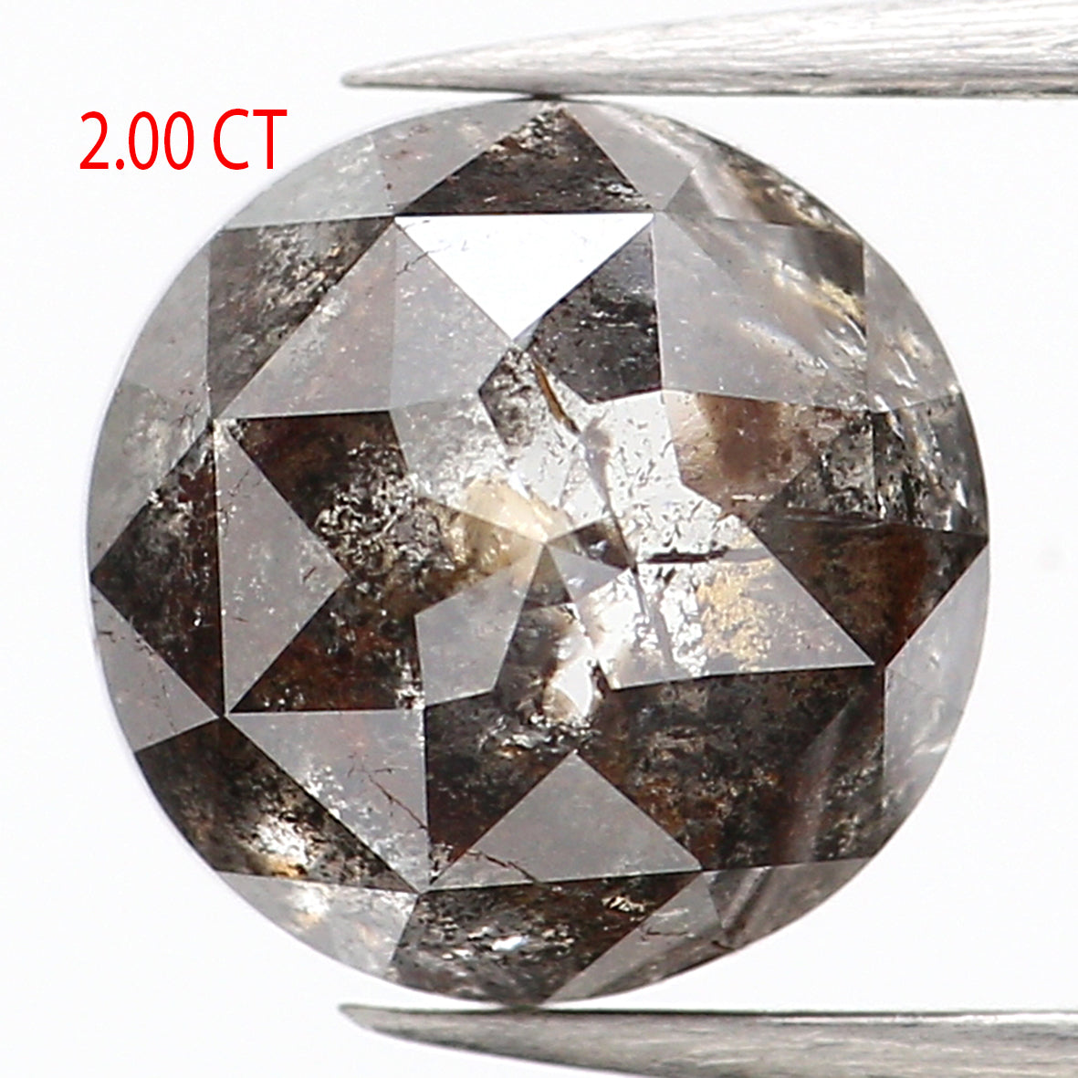 2.00 Ct Natural Loose Round Rose Cut Diamond Black Grey Color Rose Cut Diamond 7.20 MM Natural Loose Salt And Pepper Rose Cut Diamond QL674