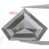 Natural Loose Shield Salt And Pepper Diamond Grey Color 3.45 CT 8.70 MM Shield Shape Rose Cut Diamond KDL1055