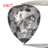 Natural Loose Heart Salt And Pepper Diamond Black Grey Color O.48 CT 5.70 MM Heart Shape Rose Cut KQK2534