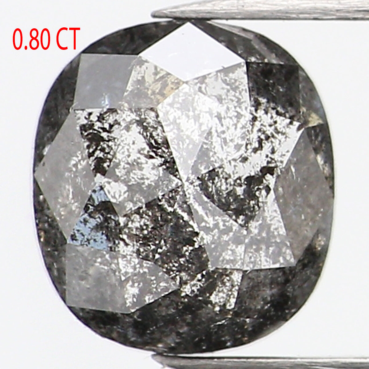 0.80 CT Natural Loose Cushion Shape Diamond Salt And Pepper Cushion Diamond 5.95 MM Black Grey Color Cushion Shape Rose Cut Diamond QL762