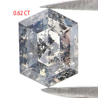 Natural Loose Hexagon Salt And Pepper Diamond Black Grey Color 0.62 CT 5.72 MM Hexagon Shape Rose Cut Diamond KDK2593