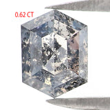 Natural Loose Hexagon Salt And Pepper Diamond Black Grey Color 0.62 CT 5.72 MM Hexagon Shape Rose Cut Diamond KDK2593