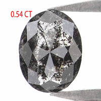 Natural Loose Oval Salt And Pepper Diamond Black Grey Color 0.54 CT 5.96 MM Oval Shape Rose Cut Diamond L2488