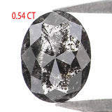 Natural Loose Oval Salt And Pepper Diamond Black Grey Color 0.54 CT 5.96 MM Oval Shape Rose Cut Diamond L2488