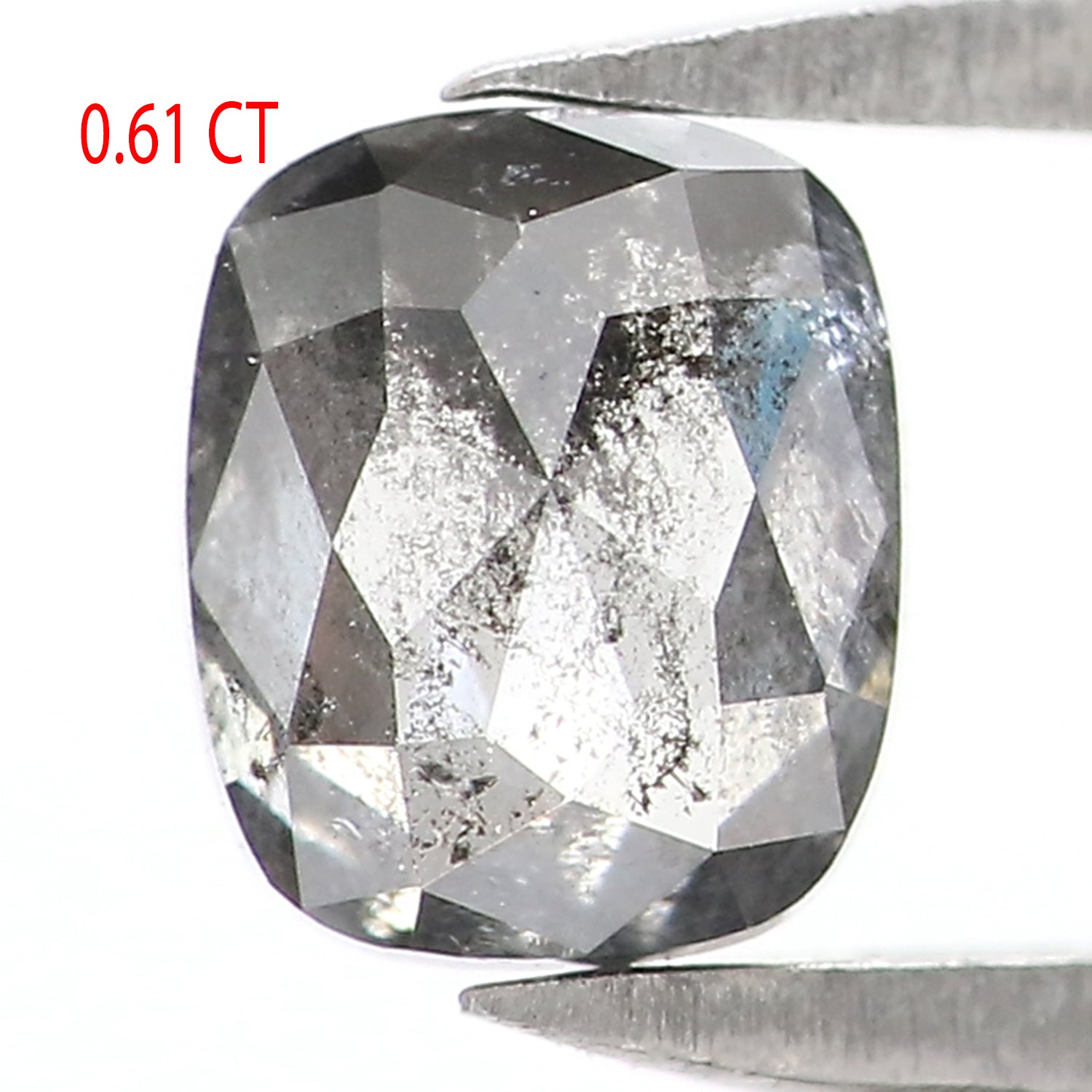 0.61 CT Natural Loose Cushion Shape Diamond Salt And Pepper Cushion Shape Diamond 5.20 MM Black Grey Color Cushion Rose Cut Diamond QL2717