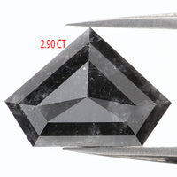 Natural Loose Shield Salt And Pepper Diamond Black Color 2.90 CT 8.60 MM Shield Shape Rose Cut Diamond KDL1035