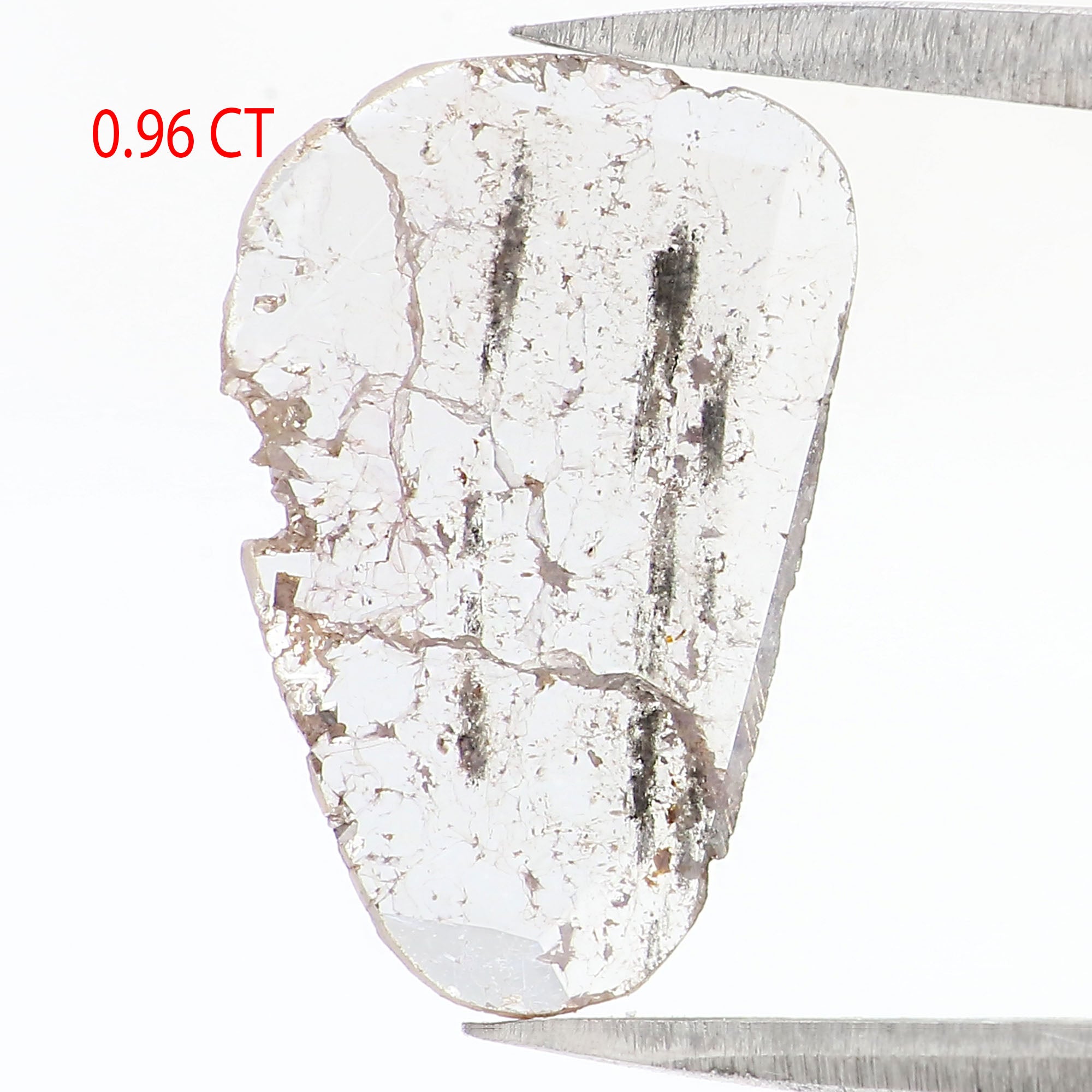 0.96 CT Natural Loose Slice Shape Diamond Salt And Pepper Slice Uncut Diamond 14.80 MM Black Grey Color Slice Irregular Cut Diamond LQ9702