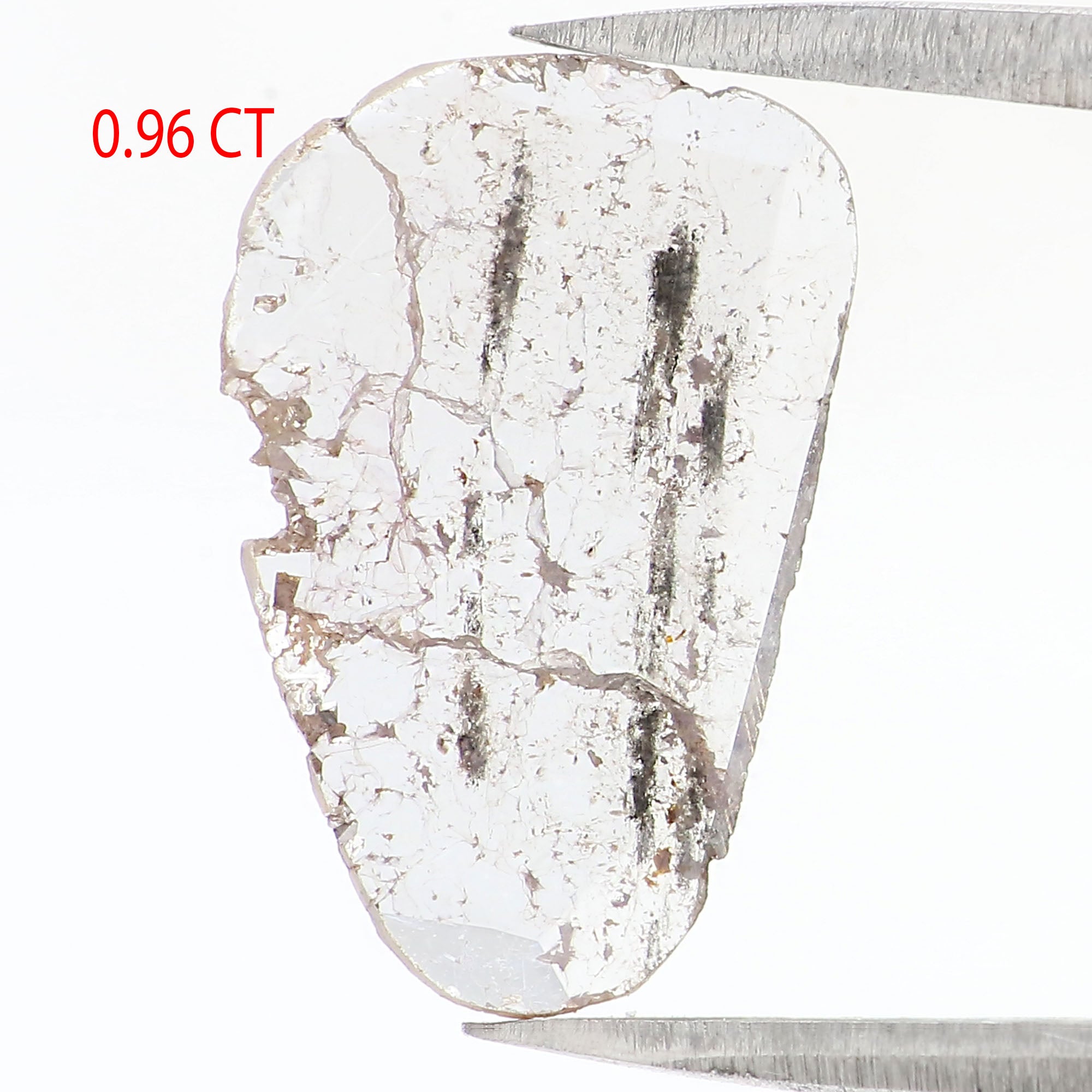 Natural Loose Slice Salt And Pepper Diamond Black Grey Color 0.96 CT 14.80 MM Slice Shape Rose Cut Diamond L9702