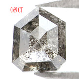 Natural Loose Shield Salt And Pepper Diamond Black Grey Color 0.69 CT 5.30 MM Shield Shape Rose Cut Diamond L7095