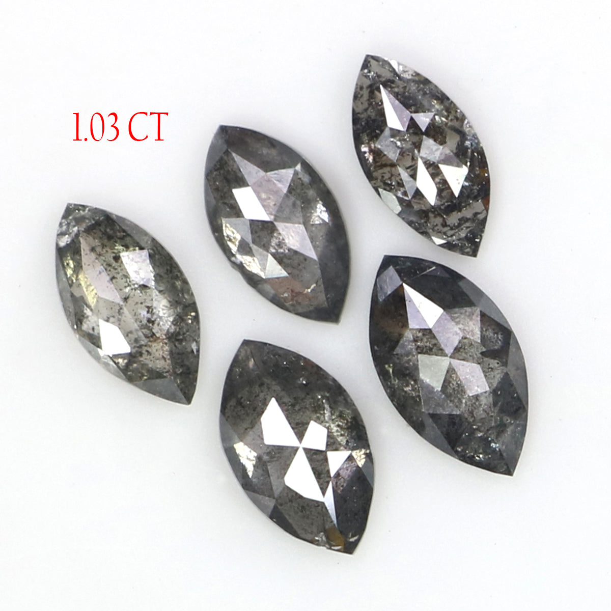 Natural Loose Marquise Salt And Pepper Diamond Black Grey Color 1.03 CT 5.82 MM Marquise Shape Rose Cut Diamond KDL2665