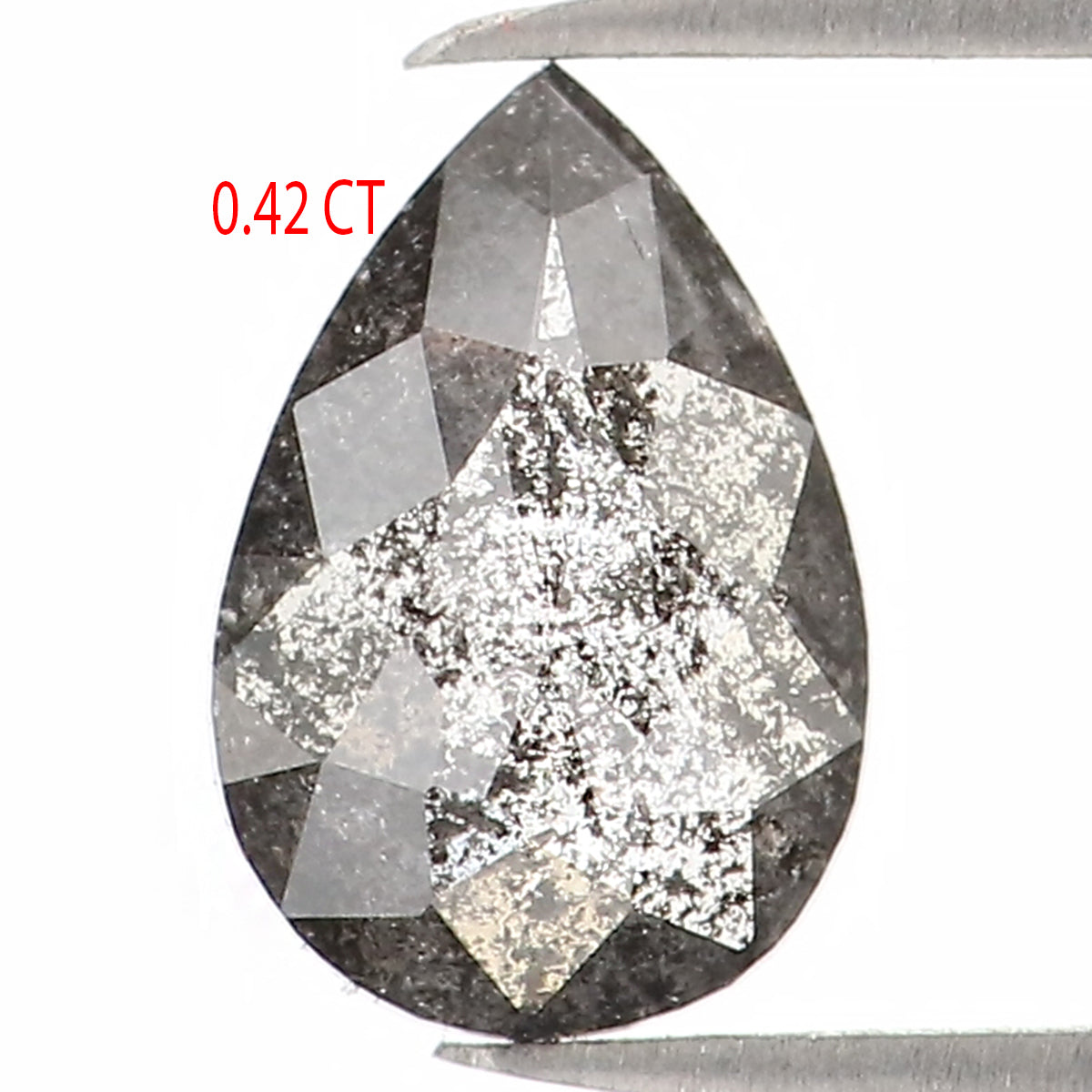 Natural Loose Pear Salt And Pepper Diamond Black Grey Color 0.42 CT 6.10 MM Pear Shape Rose Cut Diamond KR2393