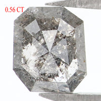 Natural Loose Emerald Salt And Pepper Diamond Black Grey Color 0.56 CT 5.20 MM Emerald Shape Rose Cut Diamond KR1114