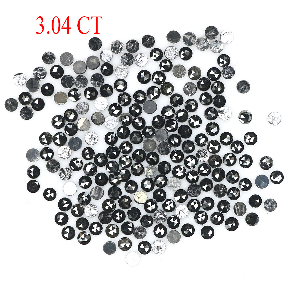 3.04 CT Natural Loose Round Rose Cut Diamond Black Color Round Shape Diamond 1.55 MM Natural Loose Black Color Round Rose Cut Diamond LQ1894