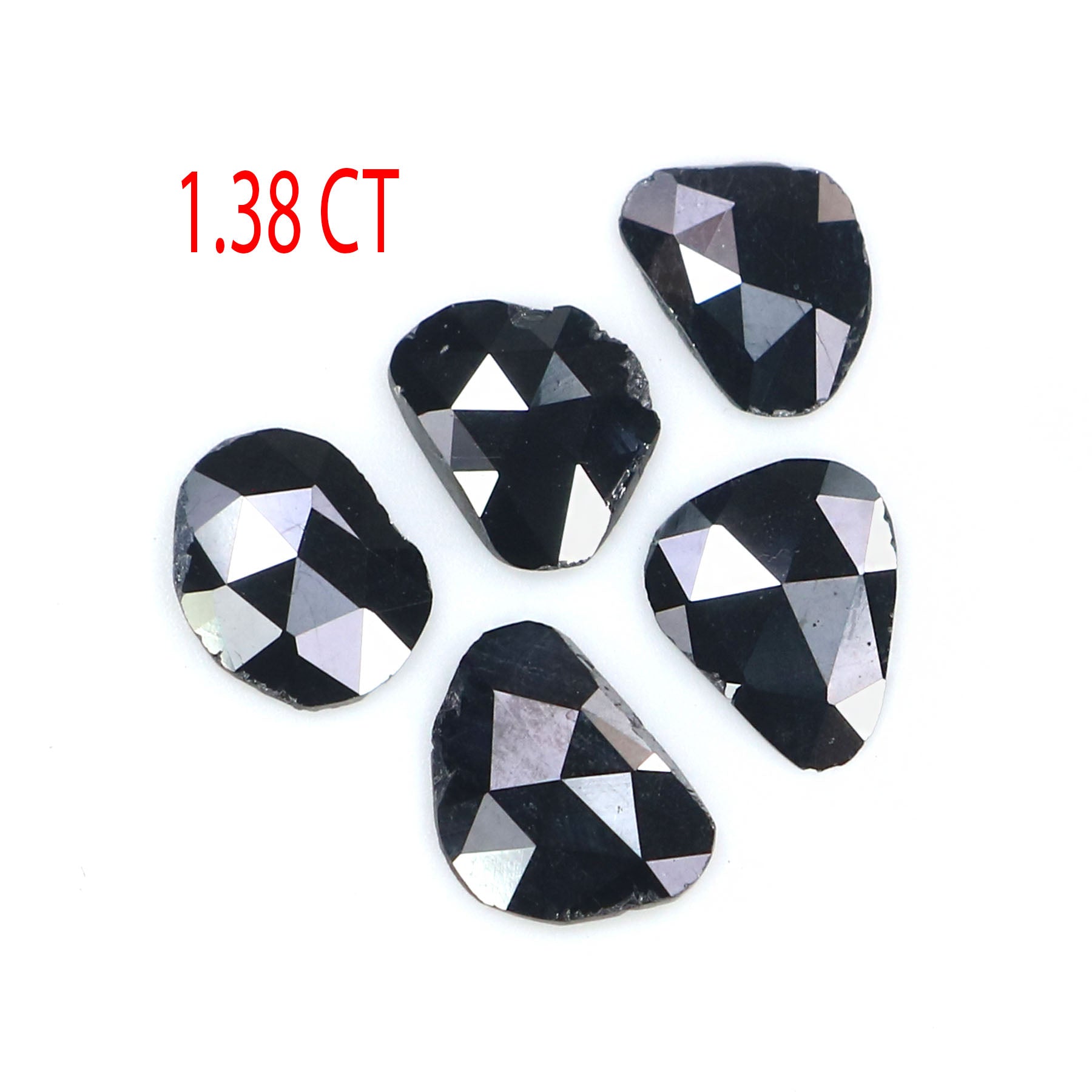 1.38 CT Natural Loose Slice Shape Diamond Black Color Slice Cut Diamond 6.40 MM Natural Loose Black Color Slice Rose Cut Diamond KQ2619