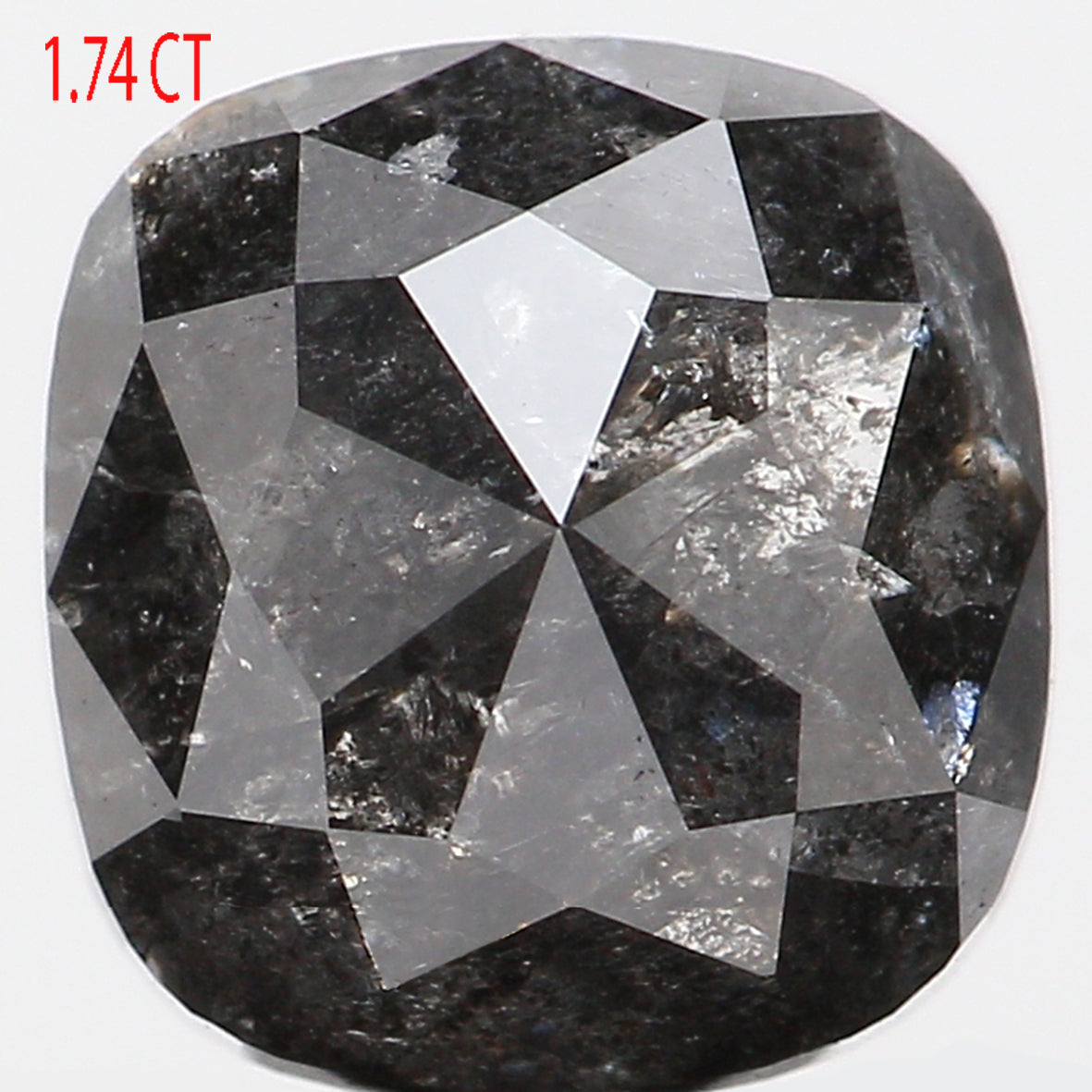 1.74 CT Natural Loose Cushion Shape Diamond Salt And Pepper Cushion Shape Diamond 6.95 MM Black Grey Color Cushion Rose Cut Diamond QL461