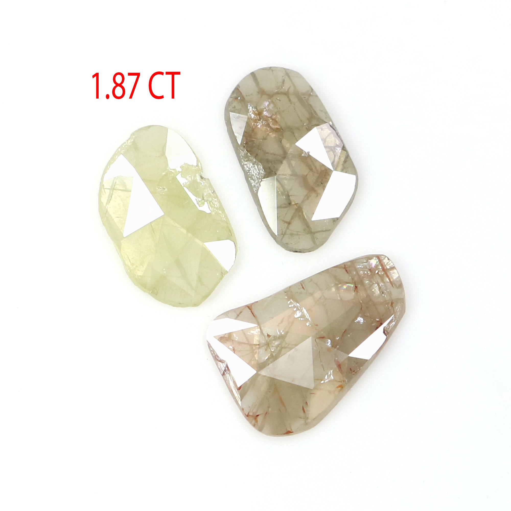 1.87 CT Natural Loose Slice Shape Diamond Brown Color Slice Cut Diamond 9.70 MM Natural Loose Grey Color Slice Irregular Cut Diamond LQ2636