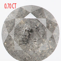0.70 Ct Natural Loose Diamond, Round Brilliant Cut, Salt And Pepper Diamond, Black Gray Diamond, Rustic Diamond, Round Cut Diamond L446