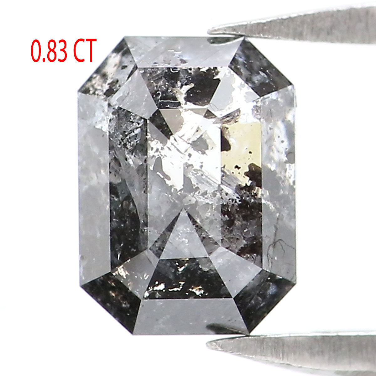 0.83 CT Natural Loose Emerald Shape Diamond Salt And Pepper Emerald Diamond 5.95 MM Black Grey Color Emerald Shape Rose Cut Diamond LQ2276