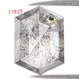 Natural Loose Hexagon Salt And Pepper Diamond Black Grey Color 1.19 CT 7.50 MM Hexagon Shape Rose Cut Diamond KDL1102