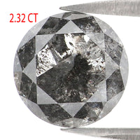 Natural Loose Round Rose Cut Salt And Pepper Diamond Black Grey Color 2.32 CT 8.54 MM Rose Cut Shape Diamond KDL2435