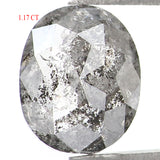 Natural Loose Oval Salt And Pepper Diamond Black Grey Color 1.17 CT 6.95 MM Oval Shape Rose Cut Diamond KDL1540