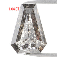 Natural Loose Coffin Salt And Pepper Diamond Black Grey Color 1.04 CT 7.15 MM Coffin Shape Rose Cut Diamond KDL1085